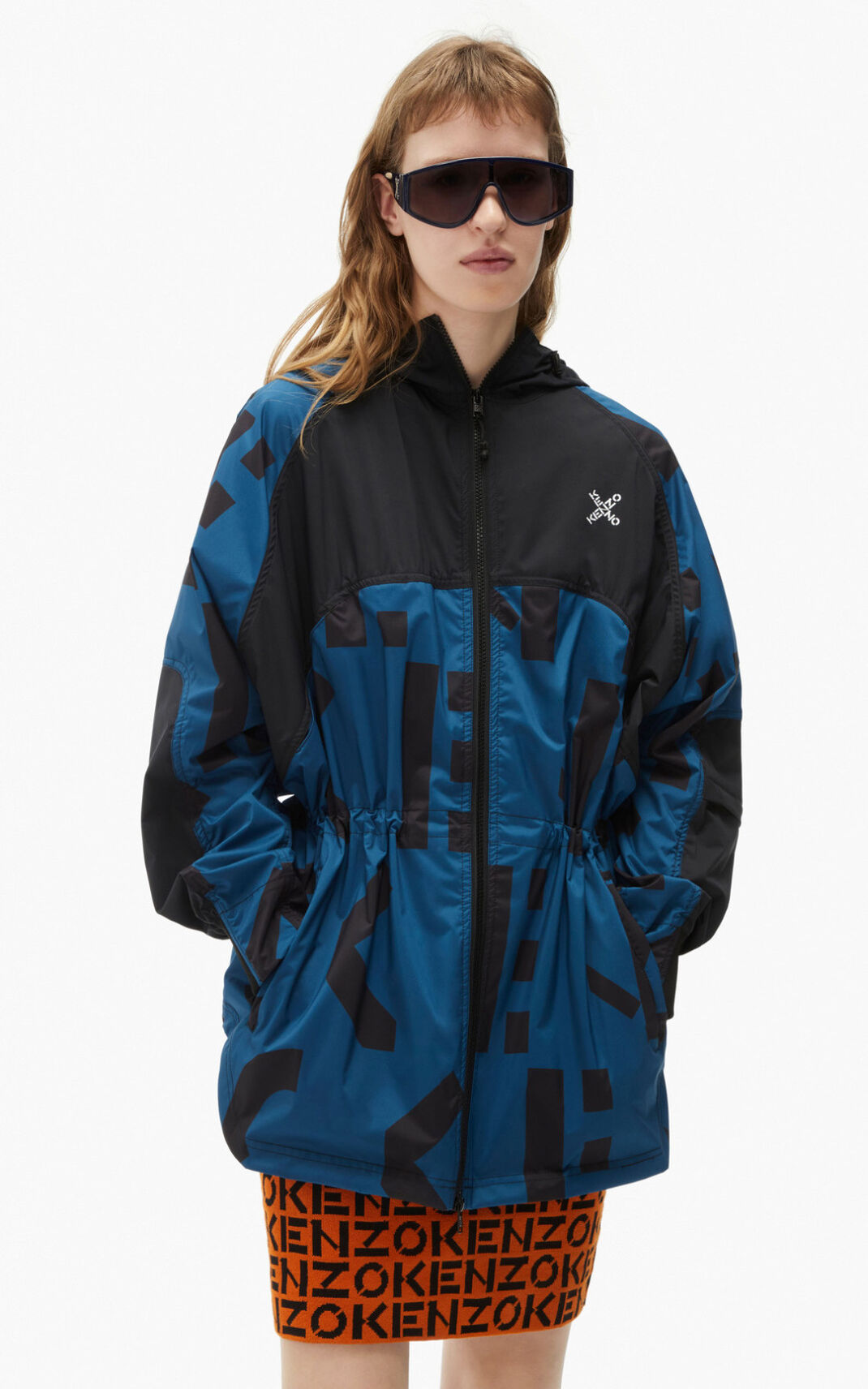 Kenzo Sport lightweight monogram Parka Mujer Azules Oscuro | 2760948-IN